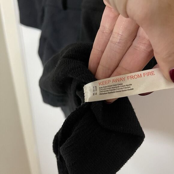 NEW! Free People FP beach black long sleeve knit romper medium *missing belt* - Picture 5 of 6